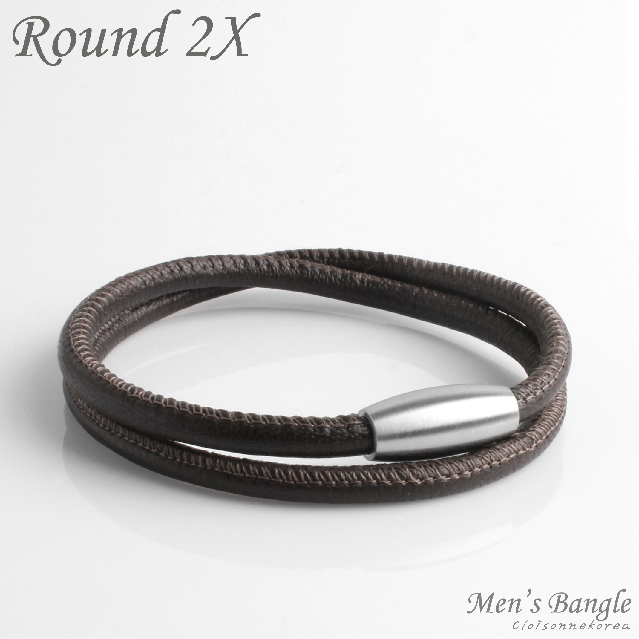 braided leather 2line bracelet