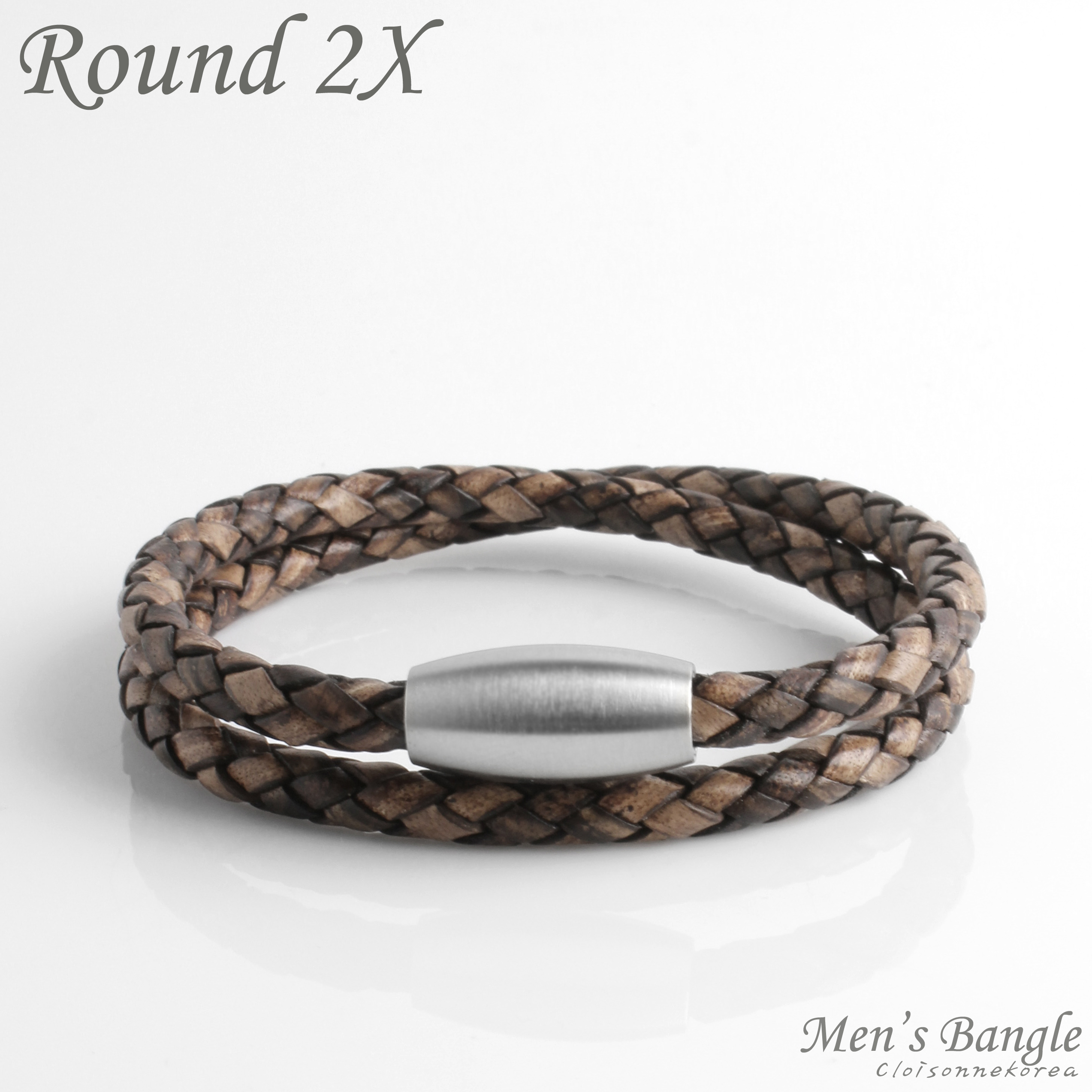 braided leather 2line bracelet