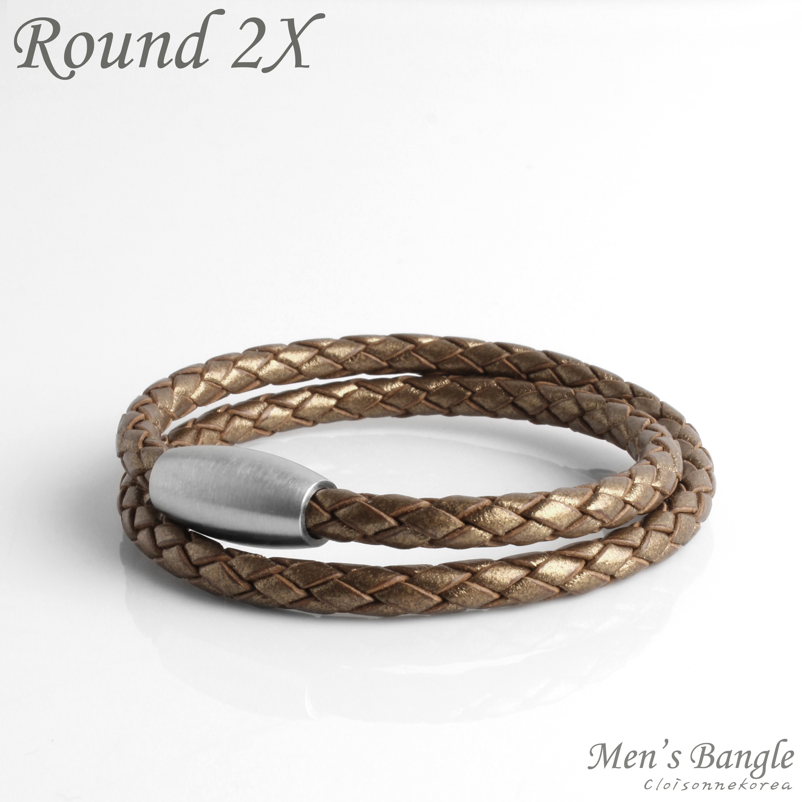 braided leather 2line bracelet