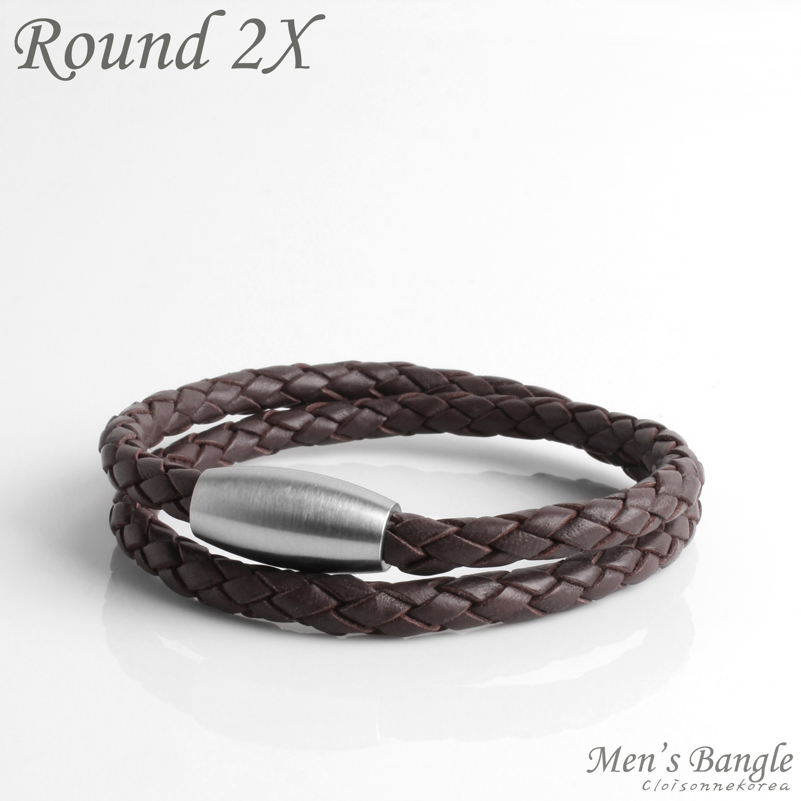 braided leather 2line bracelet