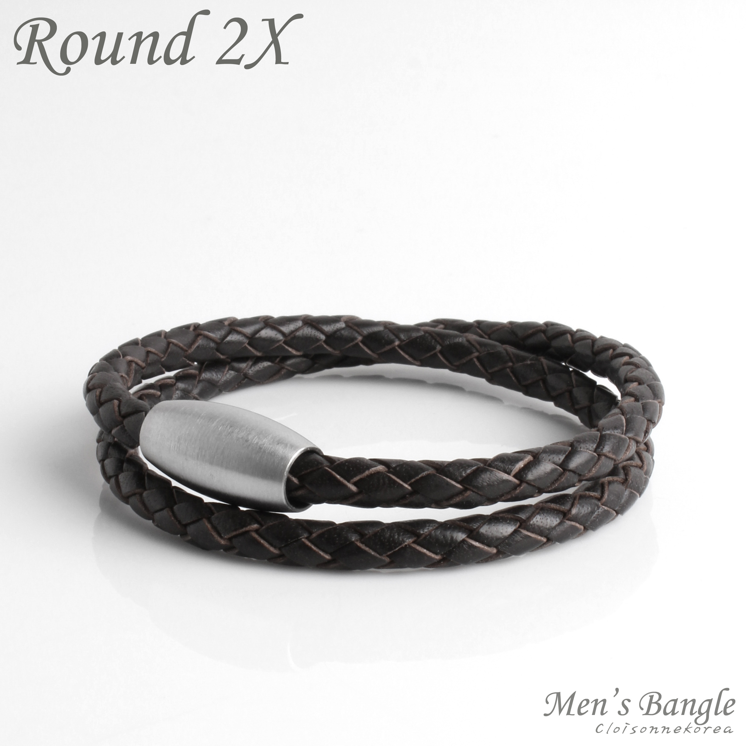 braided leather 2line bracelet
