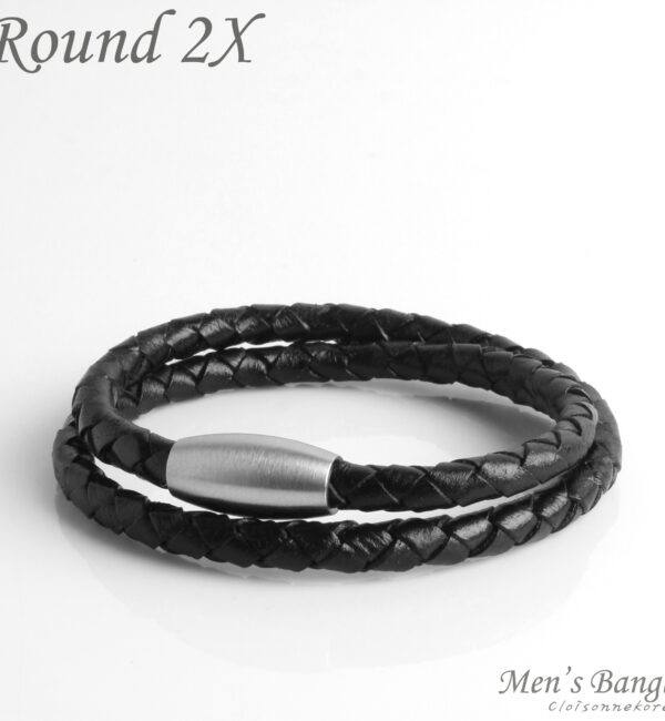 braided leather 2line bracelet