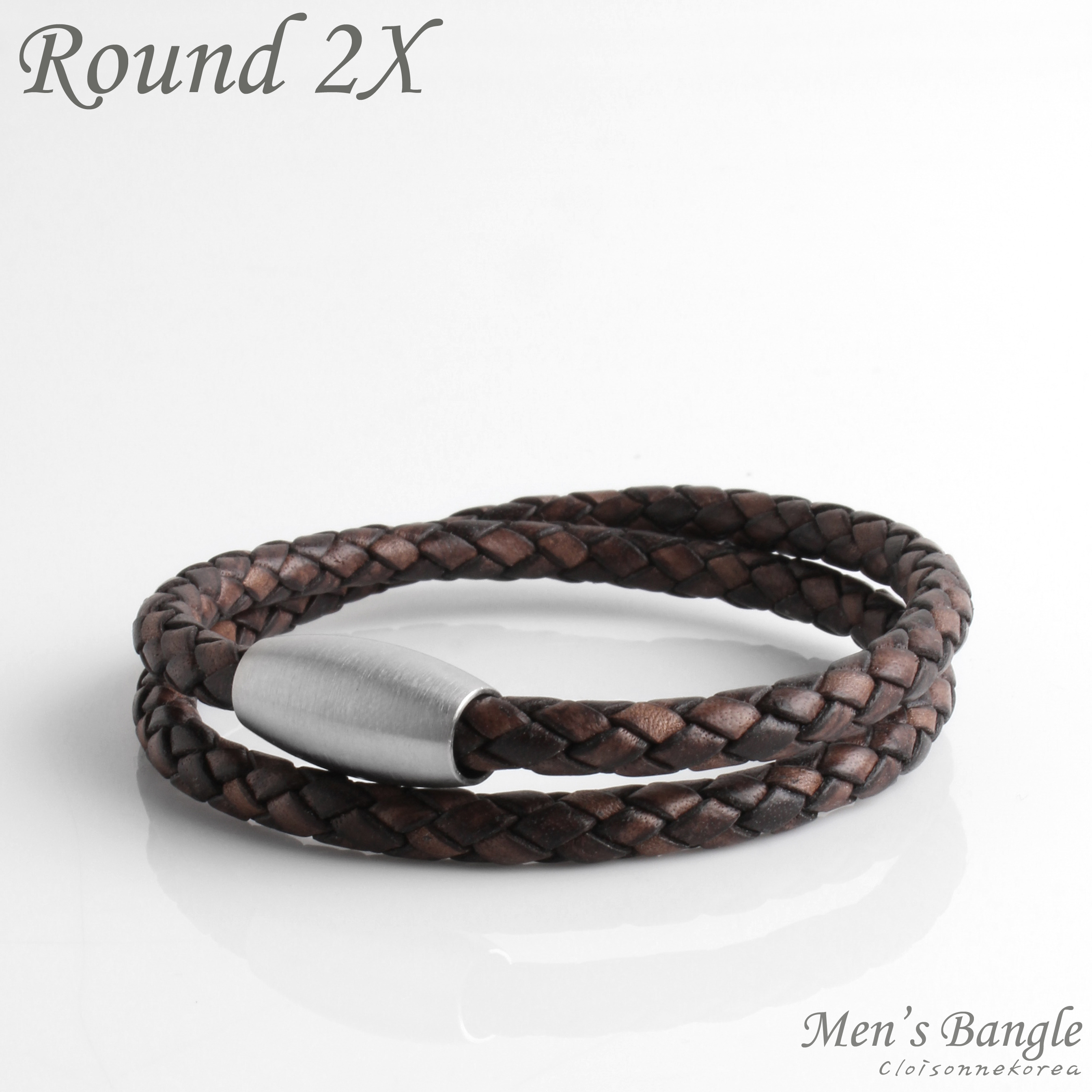 braided leather 2line bracelet