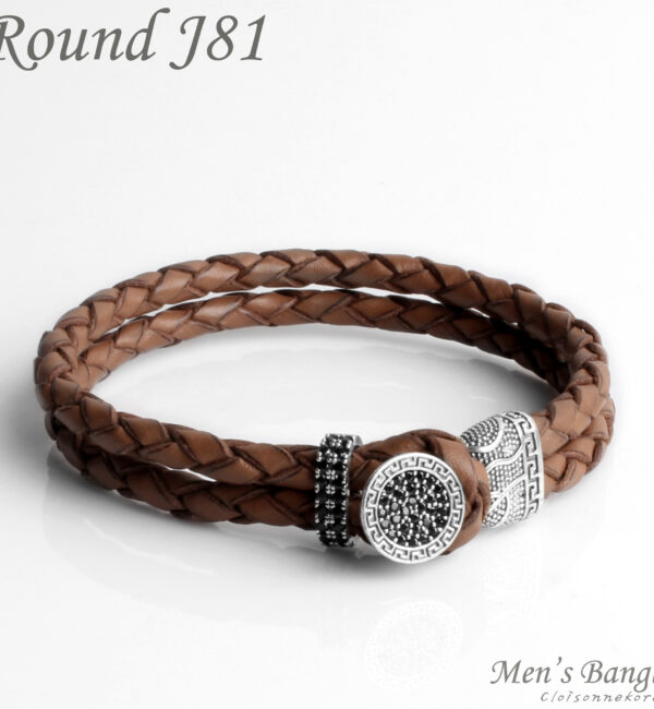 braided leather 2line bracelet