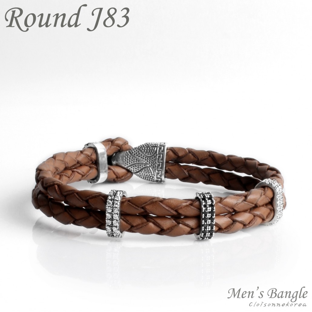 braided leather 2line bracelet